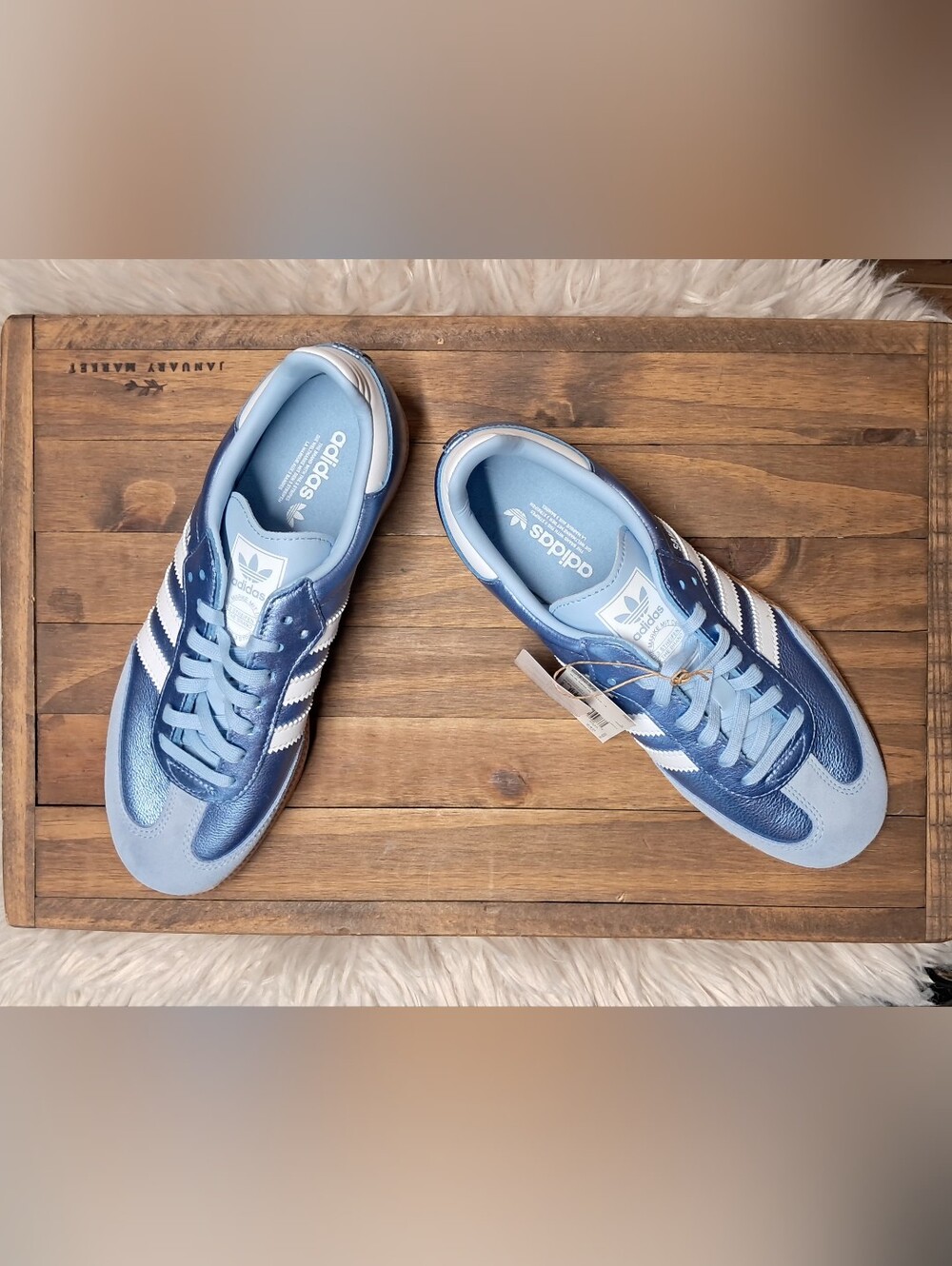 Title: Adidas Samba OG Metallic Clear Sky Light Blue White Gum Sneakers - NWT - Picture 6 of 9